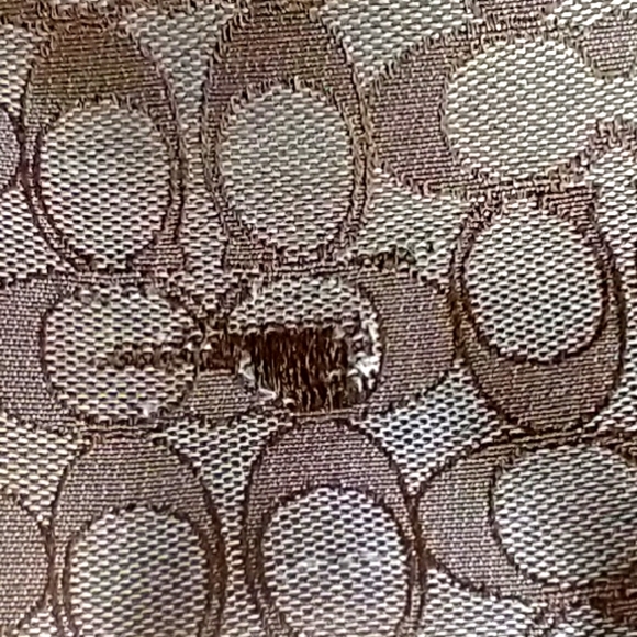 AUTHENTIC COACH SIGNATURE JACQUARD HANDBAG TAN & BROWN LEATHER TRIM MED SATCHEL - Picture 10 of 10